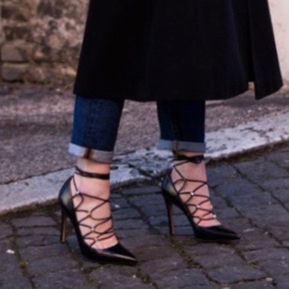 Valentino - Black Lace up Pumps - Picture 2 of 16